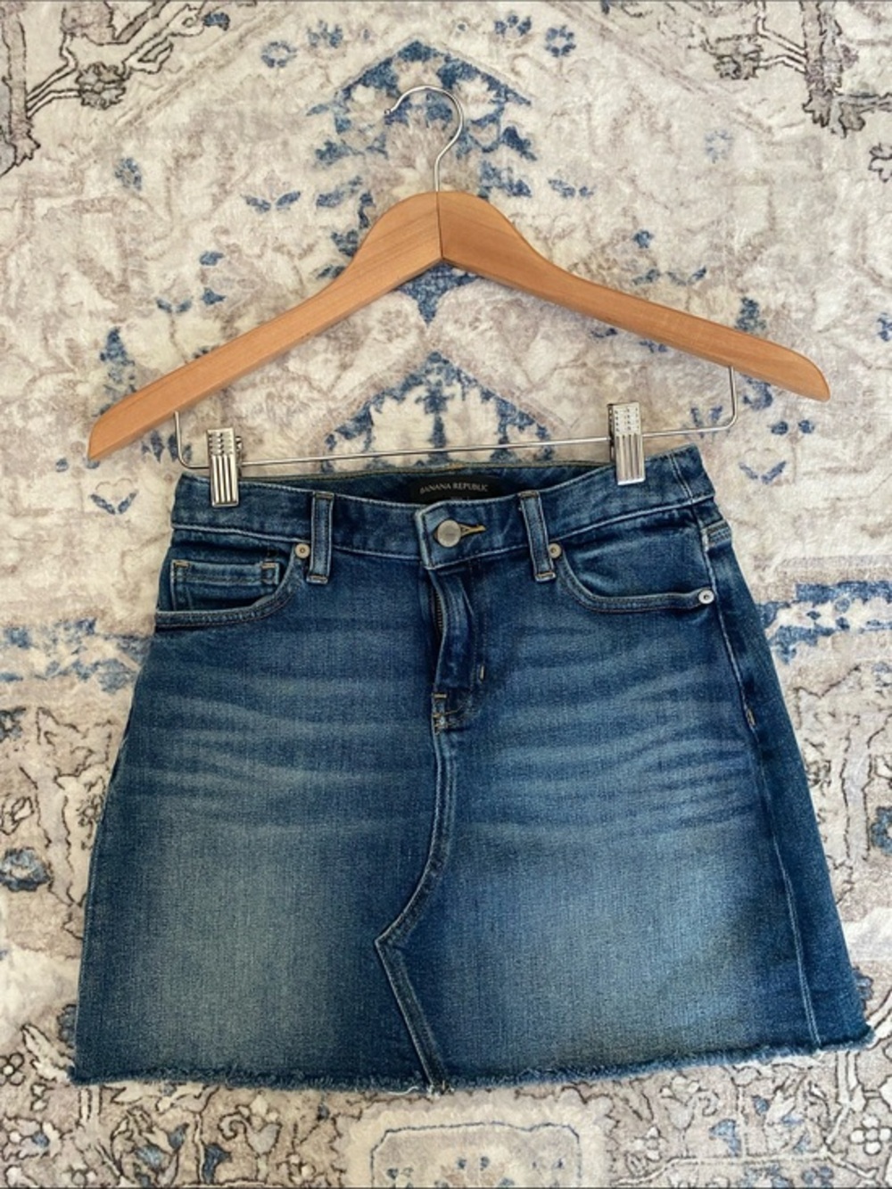 Banana Republic Women's Frayed Hem Denim Mini Skirt